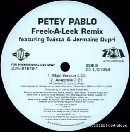 Petey Pablo Featuring Twista and Jermaine Dupri Freek-A-Leek Remix Acappella ViNYL RiP [WAV]